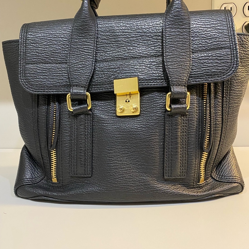 Philip Lim 3.1 Pashli- Textured Convertible Satchel, Black, Size Medium